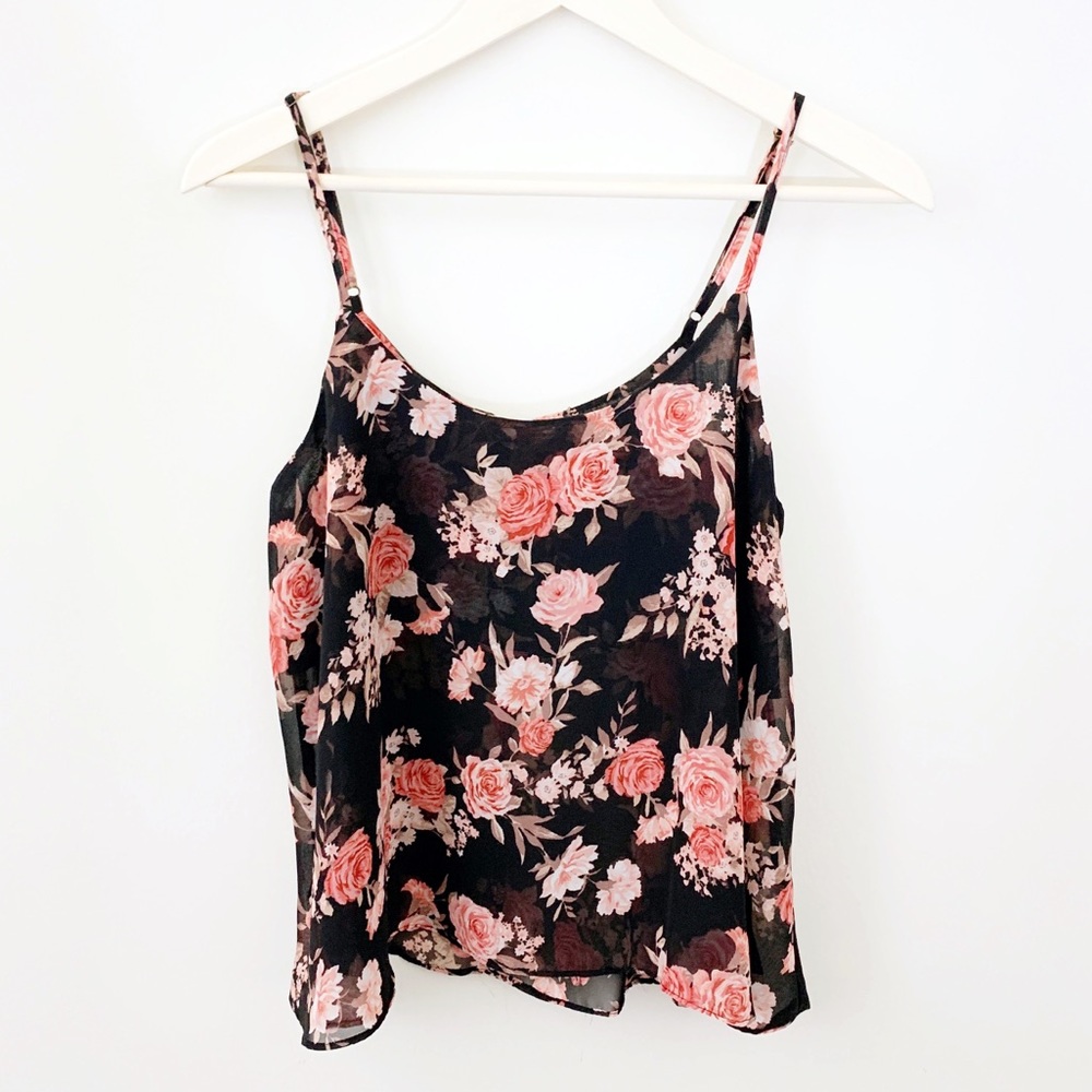 F21 Floral Swing Roses Crop Tank Top